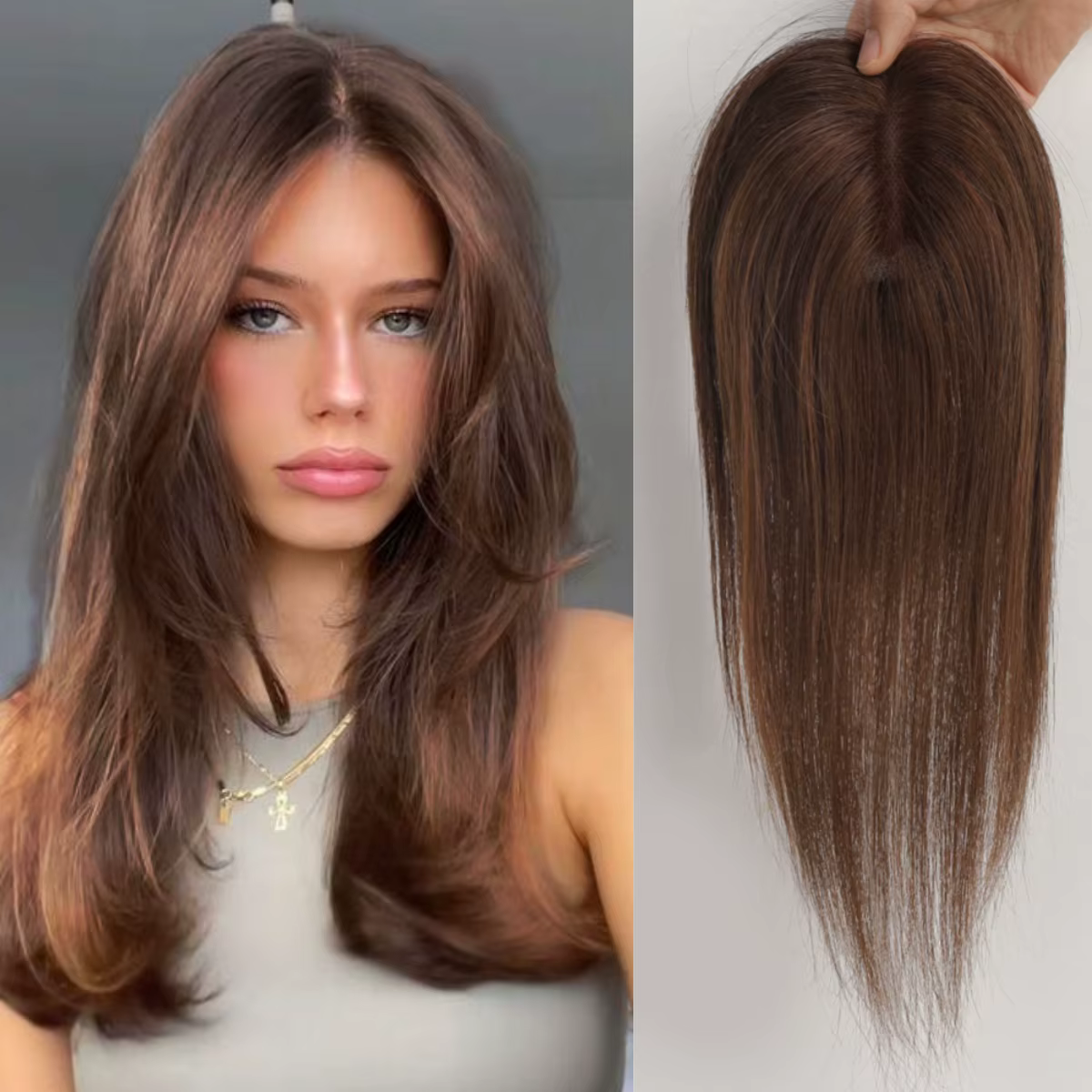 100% Remy cheveux humains Toppers Lase Base Clips dans les cheveux droite Blonde postiches humaines