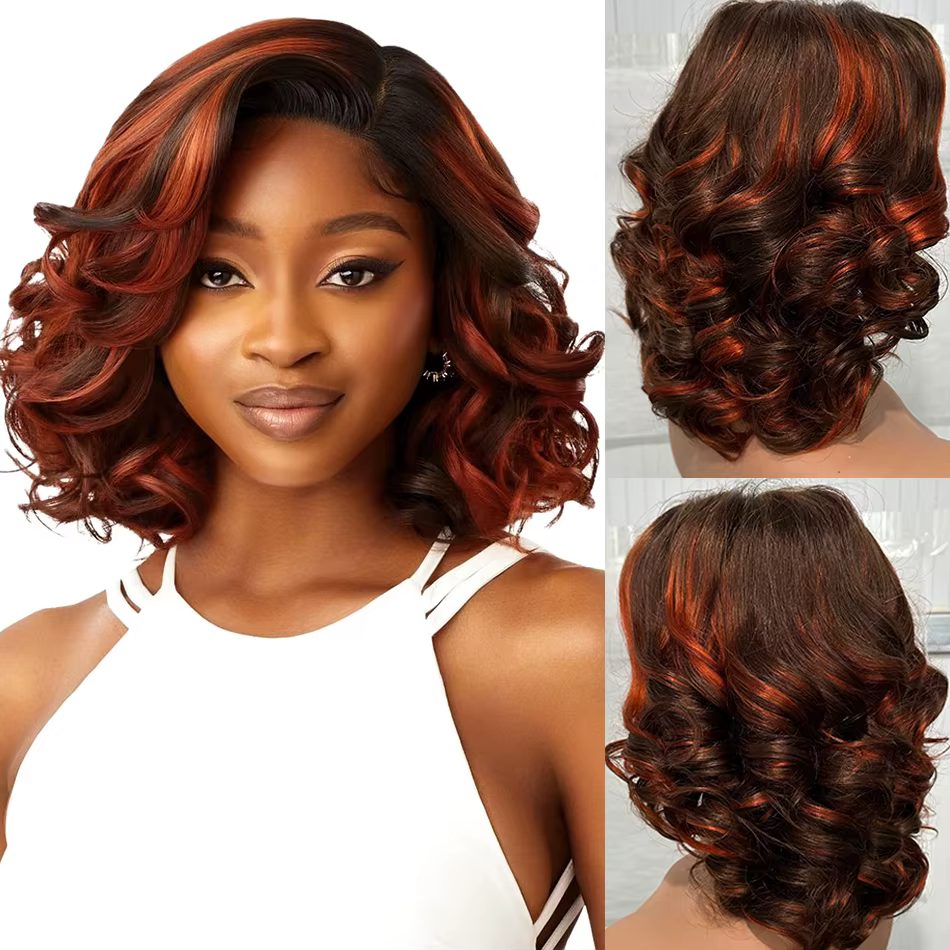 100% malaisie cheveux 250 densité Double dessiné P4 27 Ombre mettre en évidence vague rebondissante