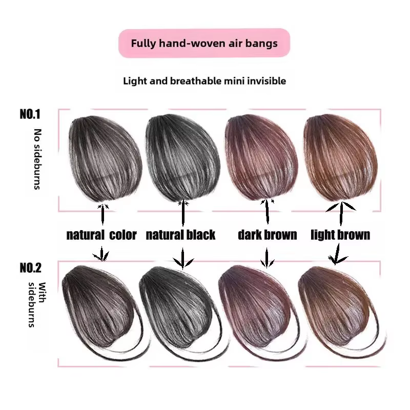 3D Remy cheveux humains Air frange pour fille femmes front réédition une pince dans les Extensions d