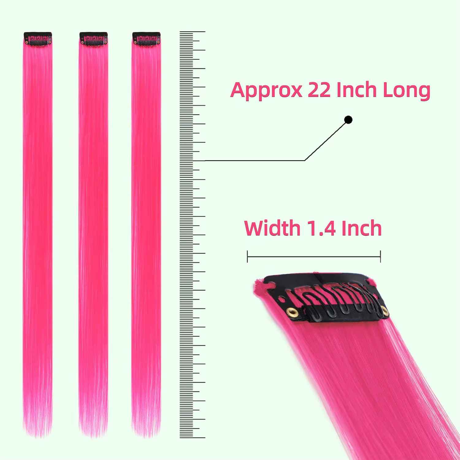 Extensions capillaires synthétiques noires longues et lisses, 10 pièces, postiches à reflets colorés