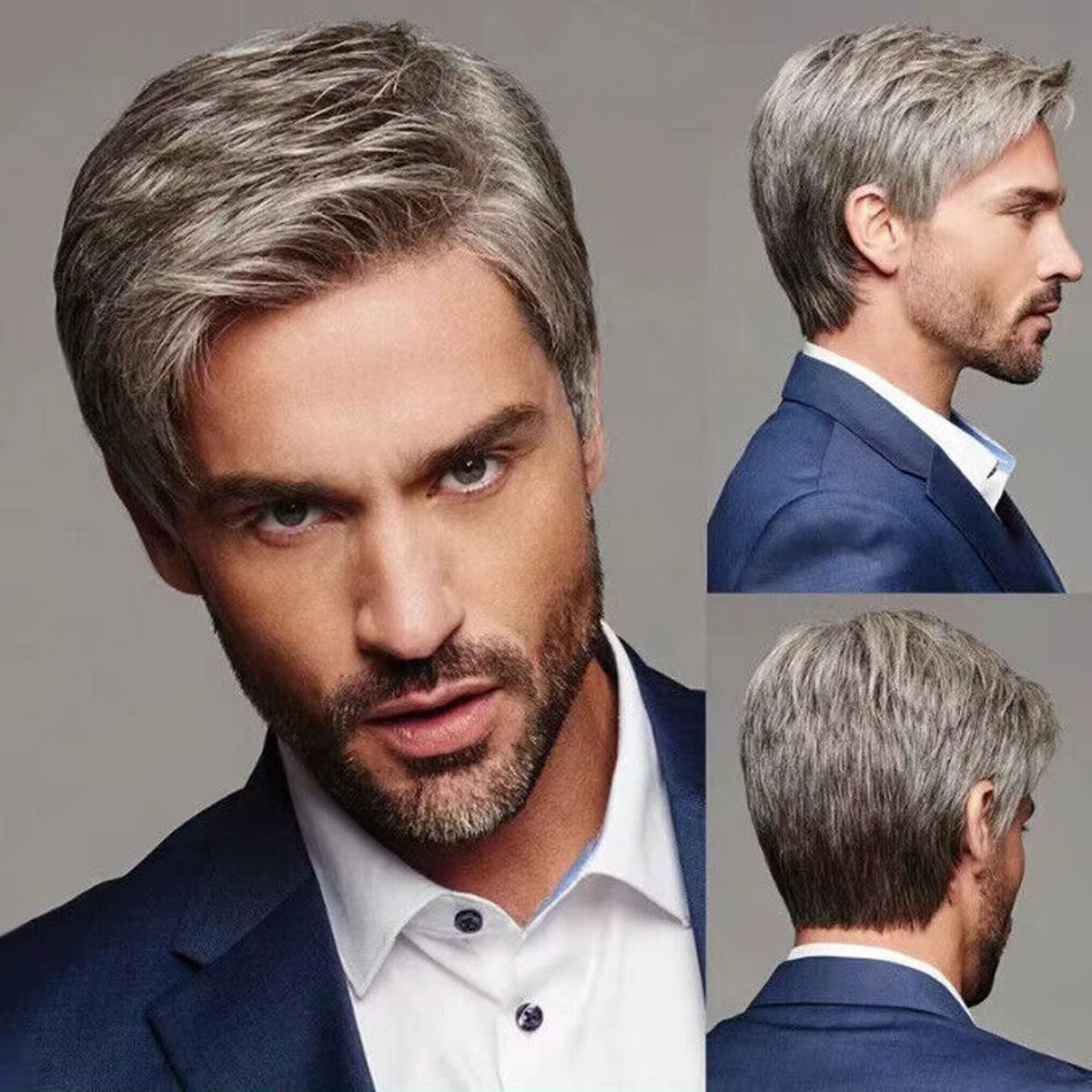 Perruque synthétique pour hommes cheveux courts perruques de remplacement de cheveux pour hommes per