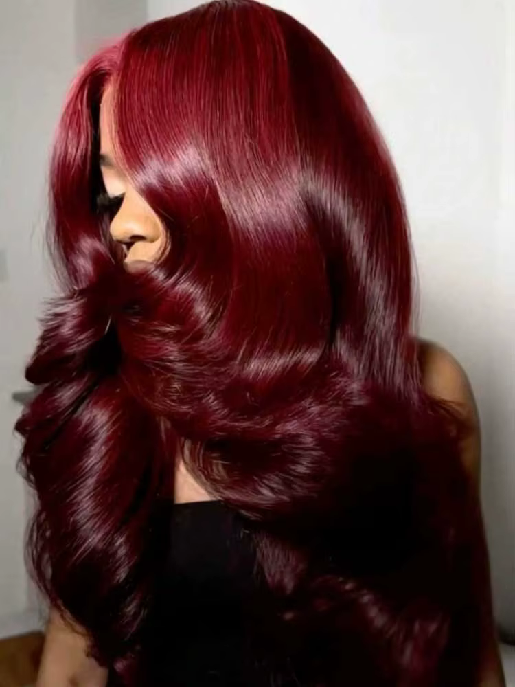 30 pouces bordeaux vague de corps perruques de cheveux humains 13x4 HD dentelle frontale perruque co