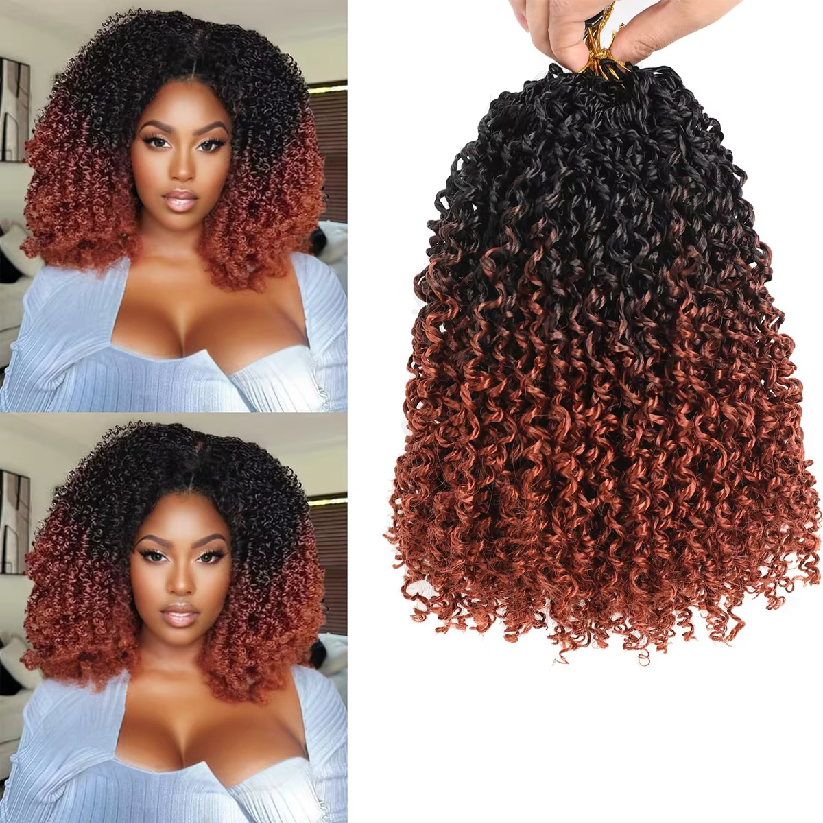 Extensions de cheveux au crochet Yanky Twist, longueurs de 8, 10, 12 et 14 pouces, 8 pièces/paquet,