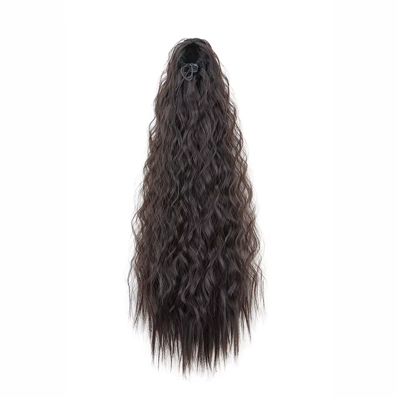 22 pouces synthétique longue crépus bouclés queue de cheval Extension de cheveux cordon enveloppé pi