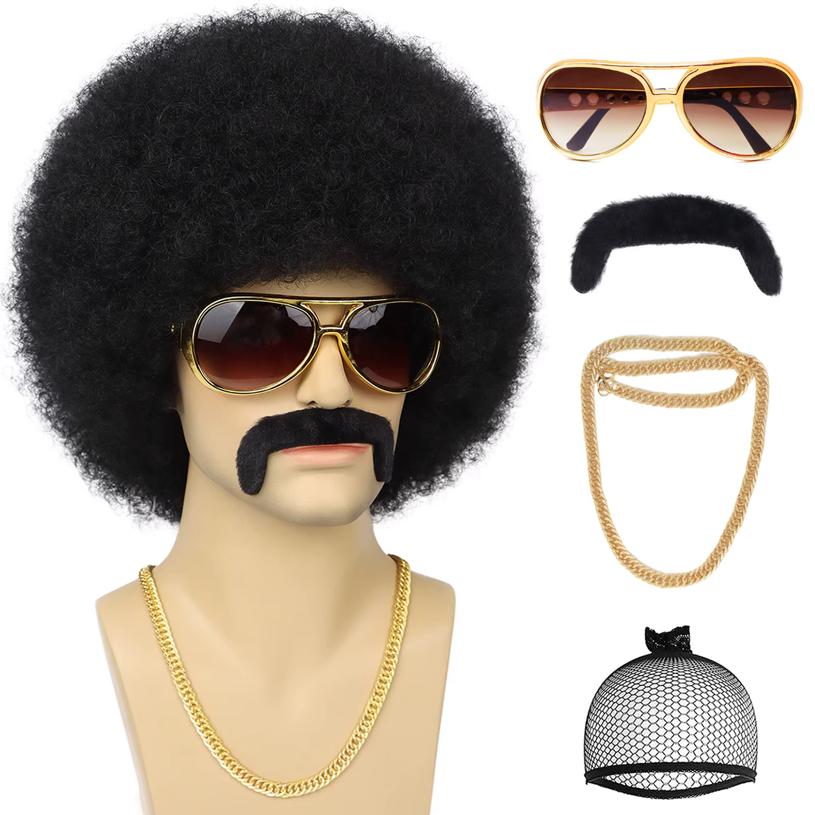 Perruque Afro synthétique bouffante pour hommes, perruques Afro Disco courtes et moelleuses, perruqu