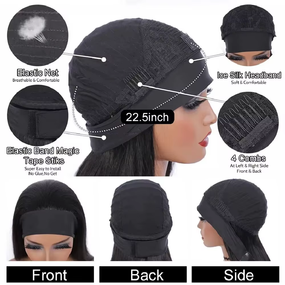 Perruque bandeau Deep Wave en cheveux humains, densité 200%, pour femmes, entièrement fabriquée à la