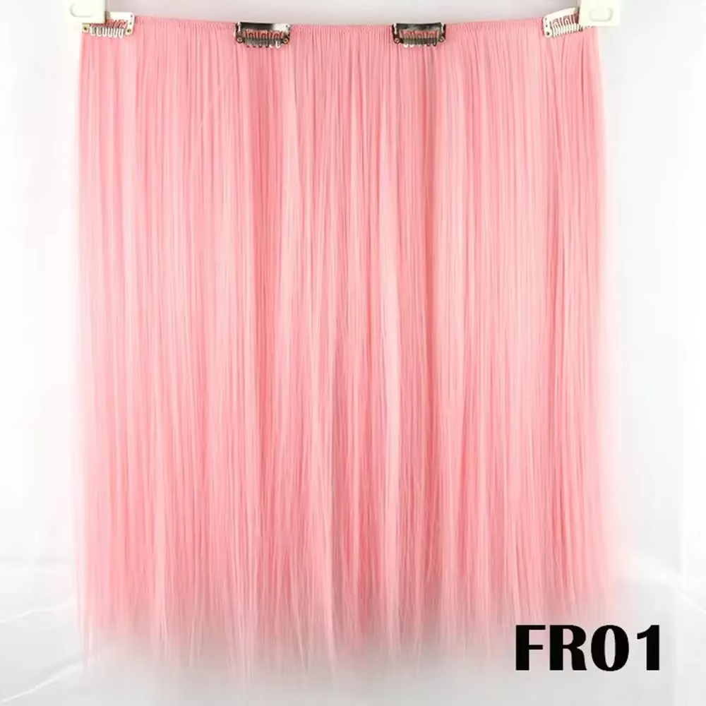 Extension capillaire synthétique lisse à Clip, 9 couleurs, postiche de Cosplay rouge rose blanc, che