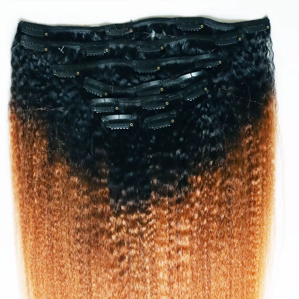 Aliexpress-Extensions de Cheveux Humains Crépus Lisses, Yaki Épais, Indiens Remy, 2 Tons, 1B 30