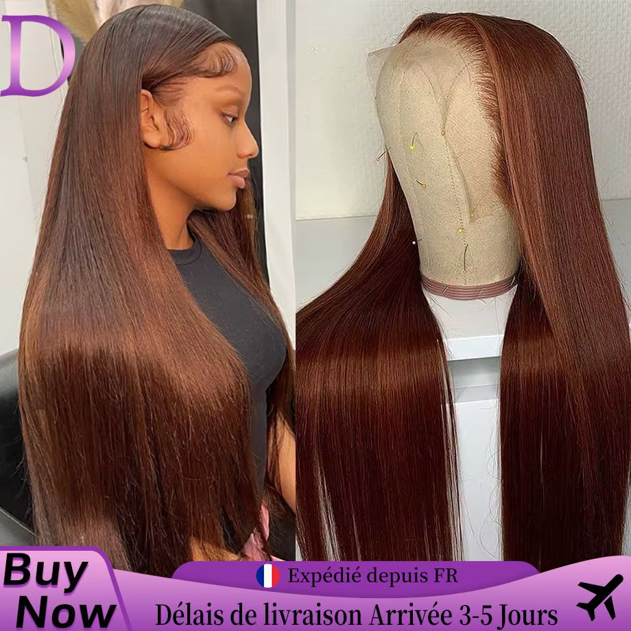 Dialola Perruques Cheveux Humains Brunes Perruques Cheveux Humains Couleur Chocolat Marron Caramel L