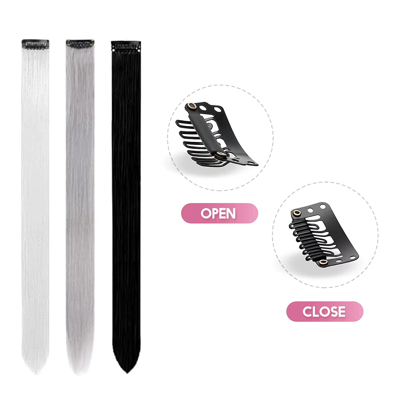 8 paquets d'extensions de cheveux synthétiques colorées 22 pouces droites à clipser sur la fête de n