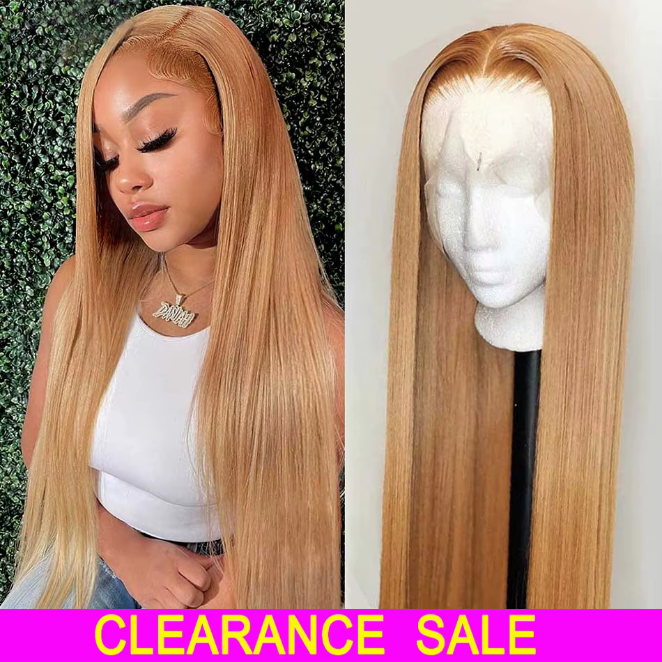 13x6 miel blond HD Transparent dentelle avant perruques cheveux humains # 27 perruques colorées de c
