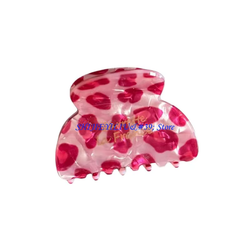 E21F – pince à cheveux en acrylique imprimé léopard rose, Barrette décoration cheveux à forte tenue 