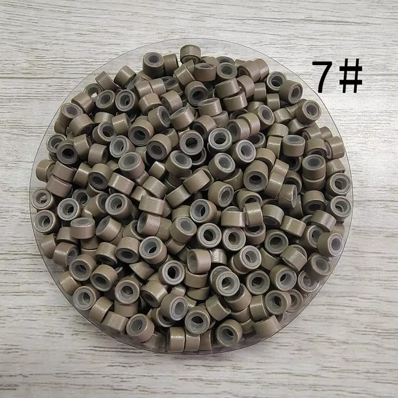 Extensions de cheveux Micro anneaux 5*3*3mm 100 pièces Micro anneaux doublés de Silicone nano anneau