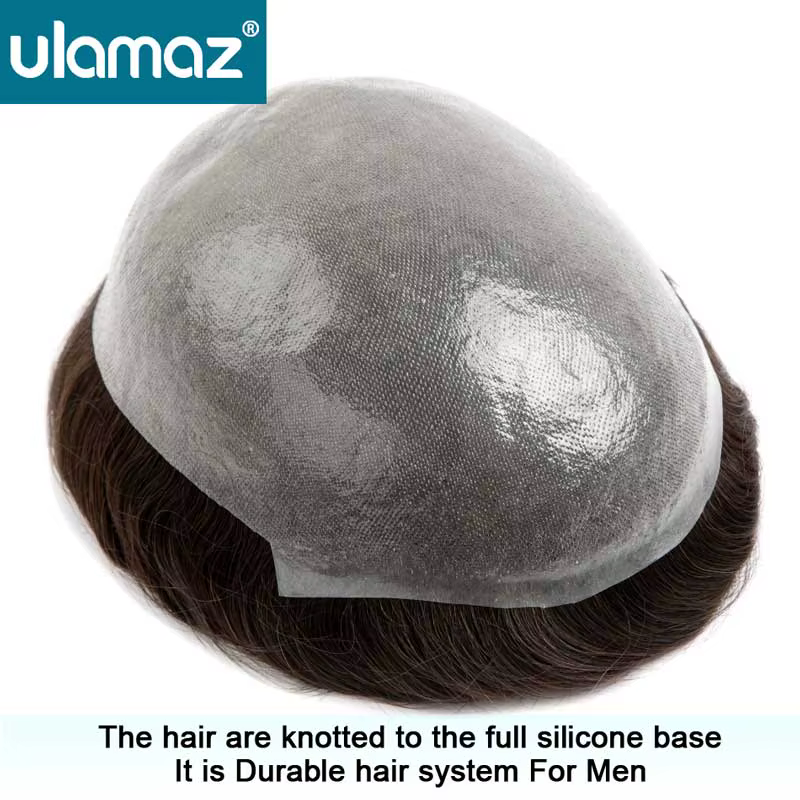Prothèse de cheveux humains pour hommes toupet de peau entièrement noué homme perruque la plus durab