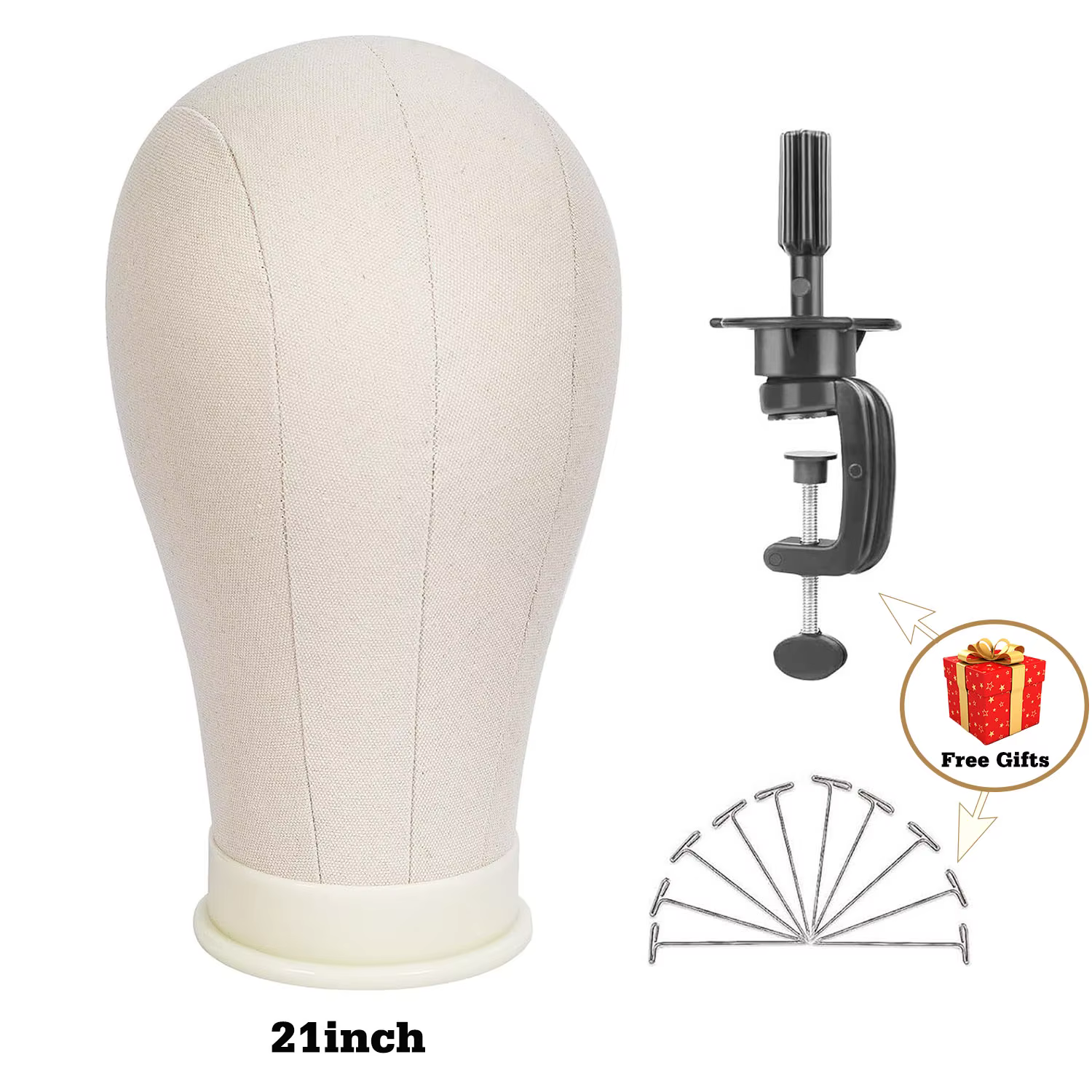 Tête de Mannequin de tête de perruque de 21 pouces 23 pouces avec support de perruque, tête de toile