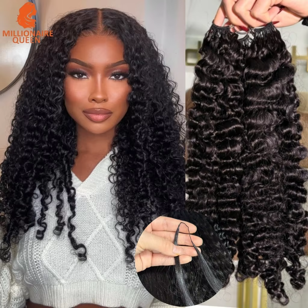 Millionaire Queen 15A Crochet plume cheveux humains birmans bouclés pré-séparés Crochet Extensions d