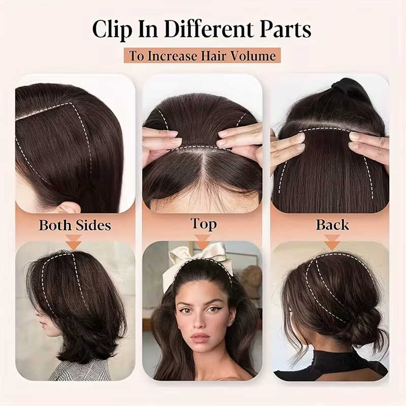 Extensions capillaires synthétiques invisibles sans couture, postiche à Clip pour augmenter le Volum