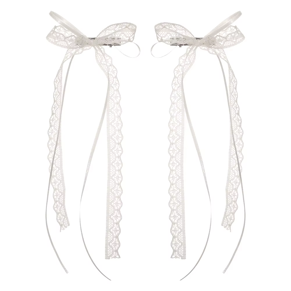 Pinces à cheveux en dentelle douce blanche pour femmes et filles, 2 pièces, épingles à cheveux avec 