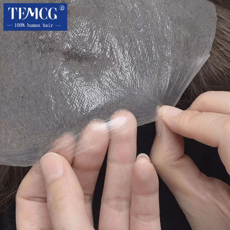 Toupet hommes ligne de cheveux Invisible avec peau Ultra mince 0.03mm prothèse de cheveux masculins