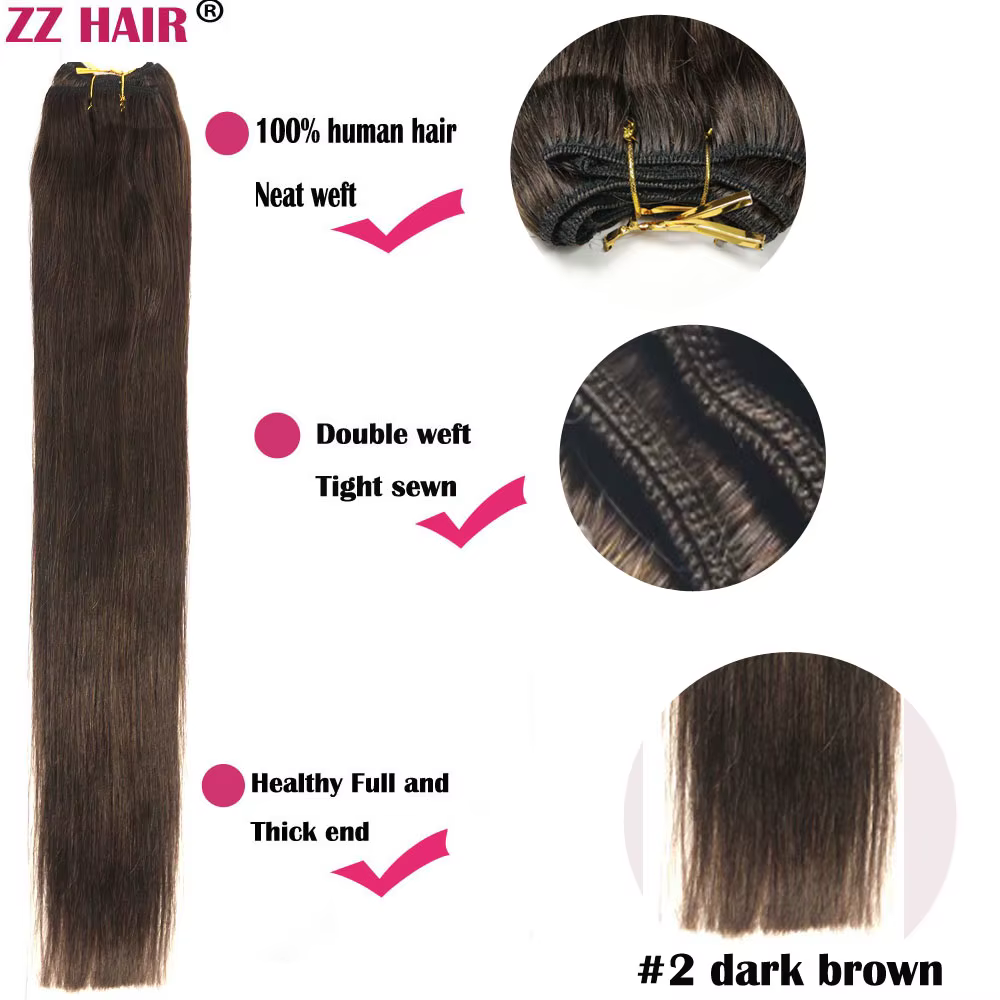 ZZHAIR 100% Extensions de cheveux humains 16 "-24" tissage de trame de cheveux Remy fait à la Machin