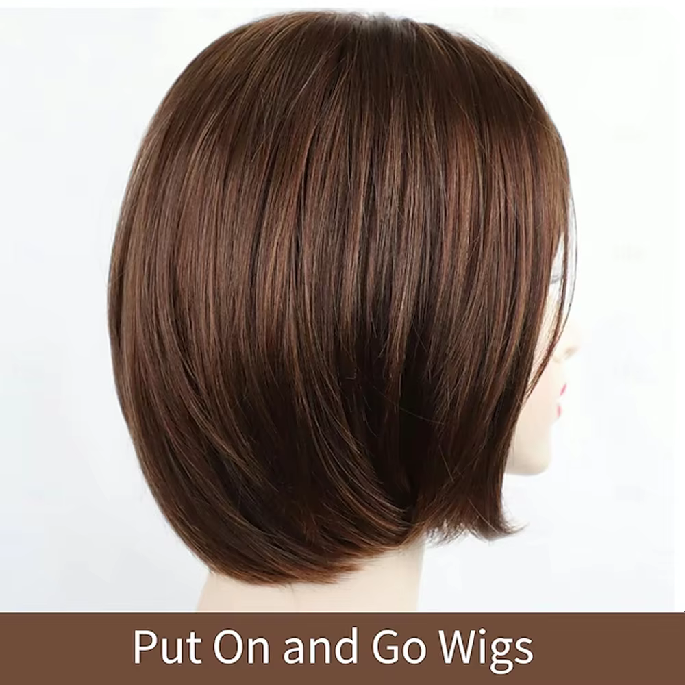 HAIRJOY – perruque Bob synthétique courte brune avec frange pour femmes, perruque de fête quotidienn