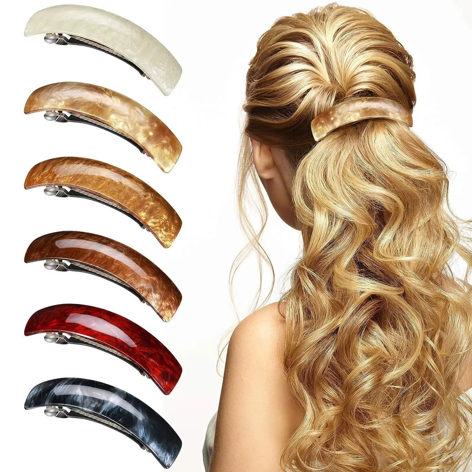 Pinces à cheveux pour femmes, Barrettes françaises simples et automatiques pour dames, pince de mont