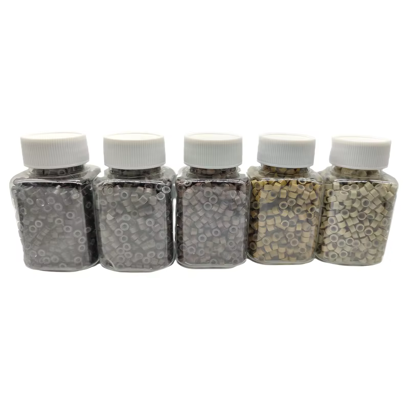 1000 pièces Extensions de cheveux Micro anneaux liens perles 5mm perles doublées de Silicone pour Ex
