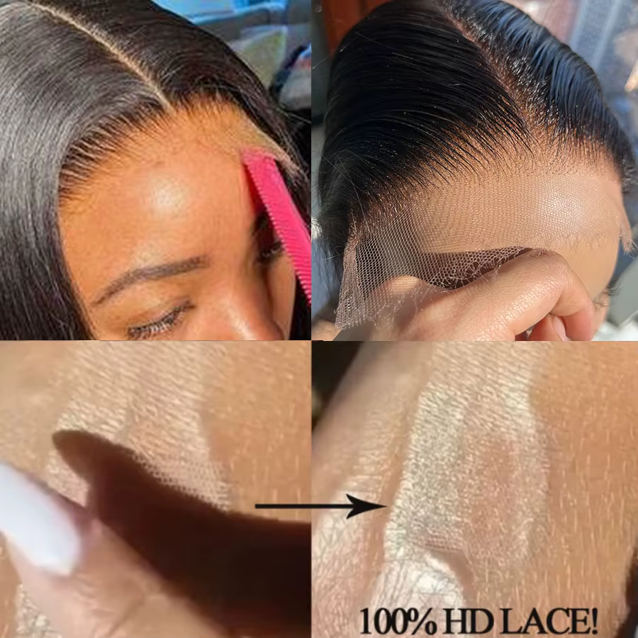 Perruque Lace Closure Body Wave Invisible HD-brûleur, Cheveux Vierges Lisses, Pre-Plucked, Petits Nm
