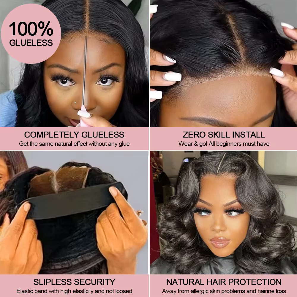 13x6 sans colle HD dentelle avant perruque vague de corps brésilien cheveux humains pré-coupé dentel