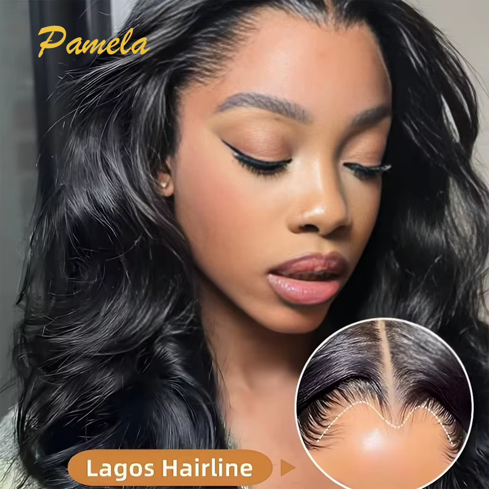 Perruque Lagos Hairline 13x4 Invisible Lace Frontal, Densité 250, Cheveux Humains Ondulés Profonds,
