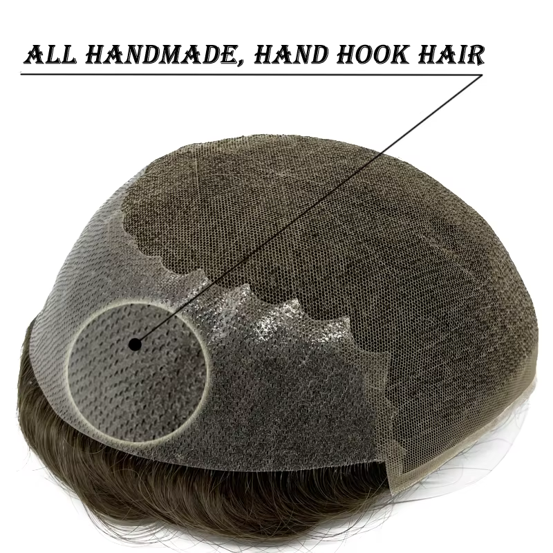 Q6 hommes toupet dentelle et Base en polyuréthane système de cheveux humains unité Durable mâle prot