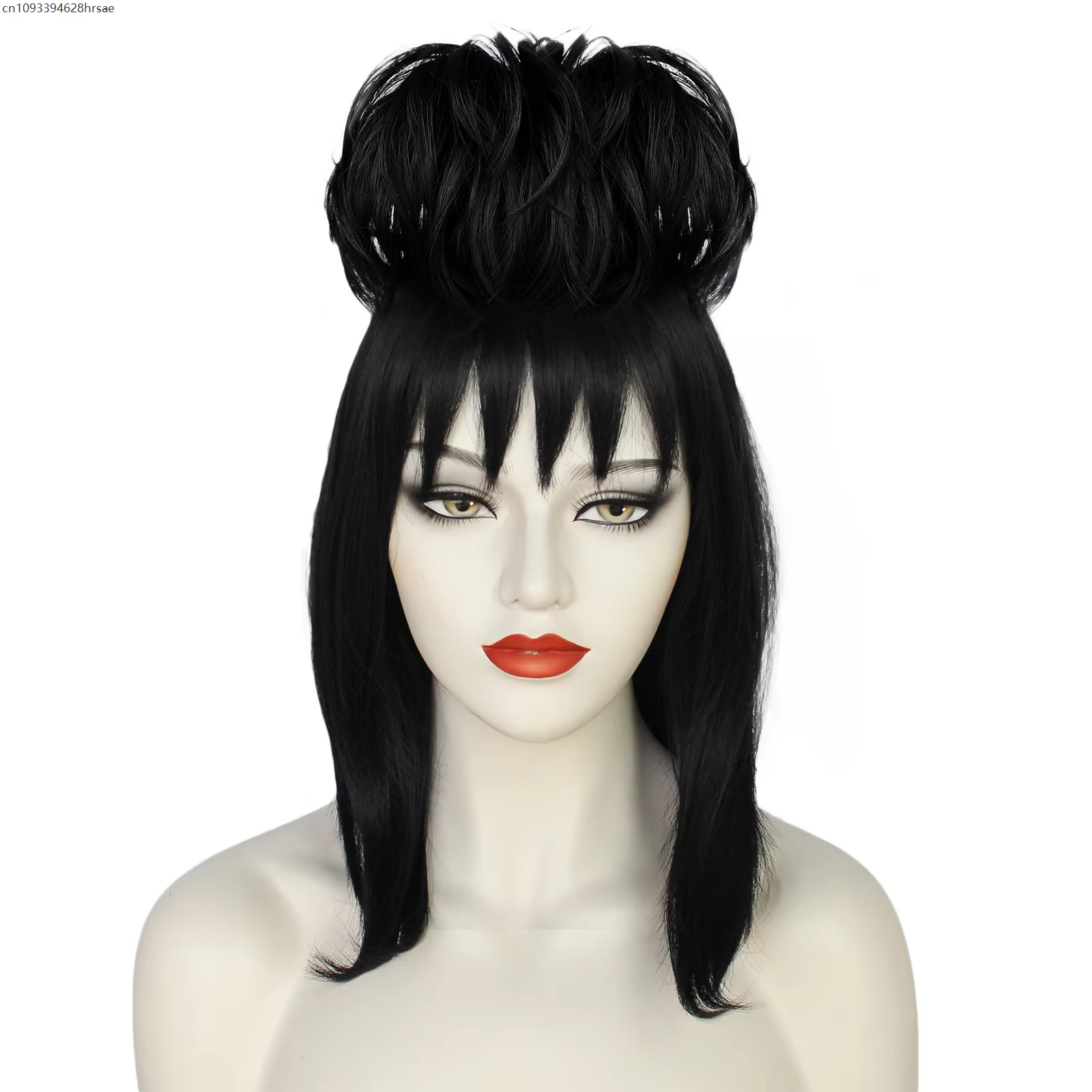 Perruque de Cosplay pour robe de mariée, accessoires de Costume, cheveux lisses synthétiques noirs p