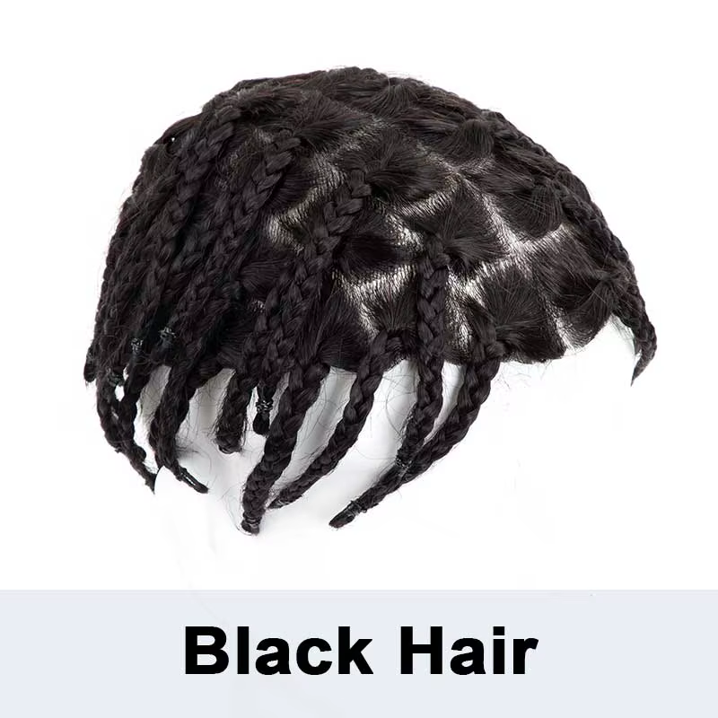 Perruque tressée au crochet pour hommes, système de cheveux indétectable, toupet tressé, coupe de ch