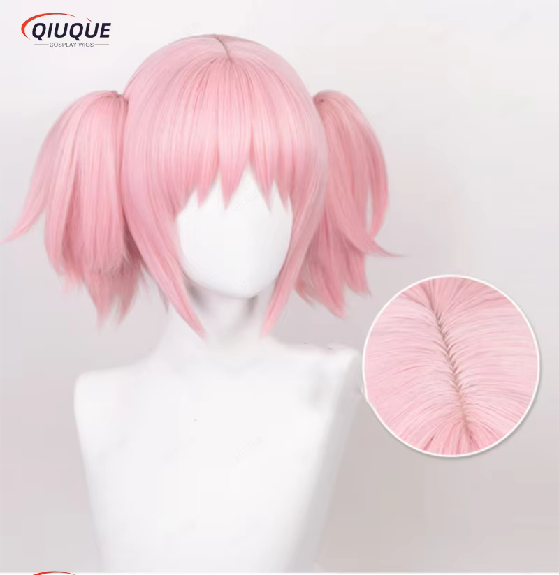 Kaname Madoka cosplay a 2 styles de perruque queue de cheval rose cheveux synthétiques résistants à 