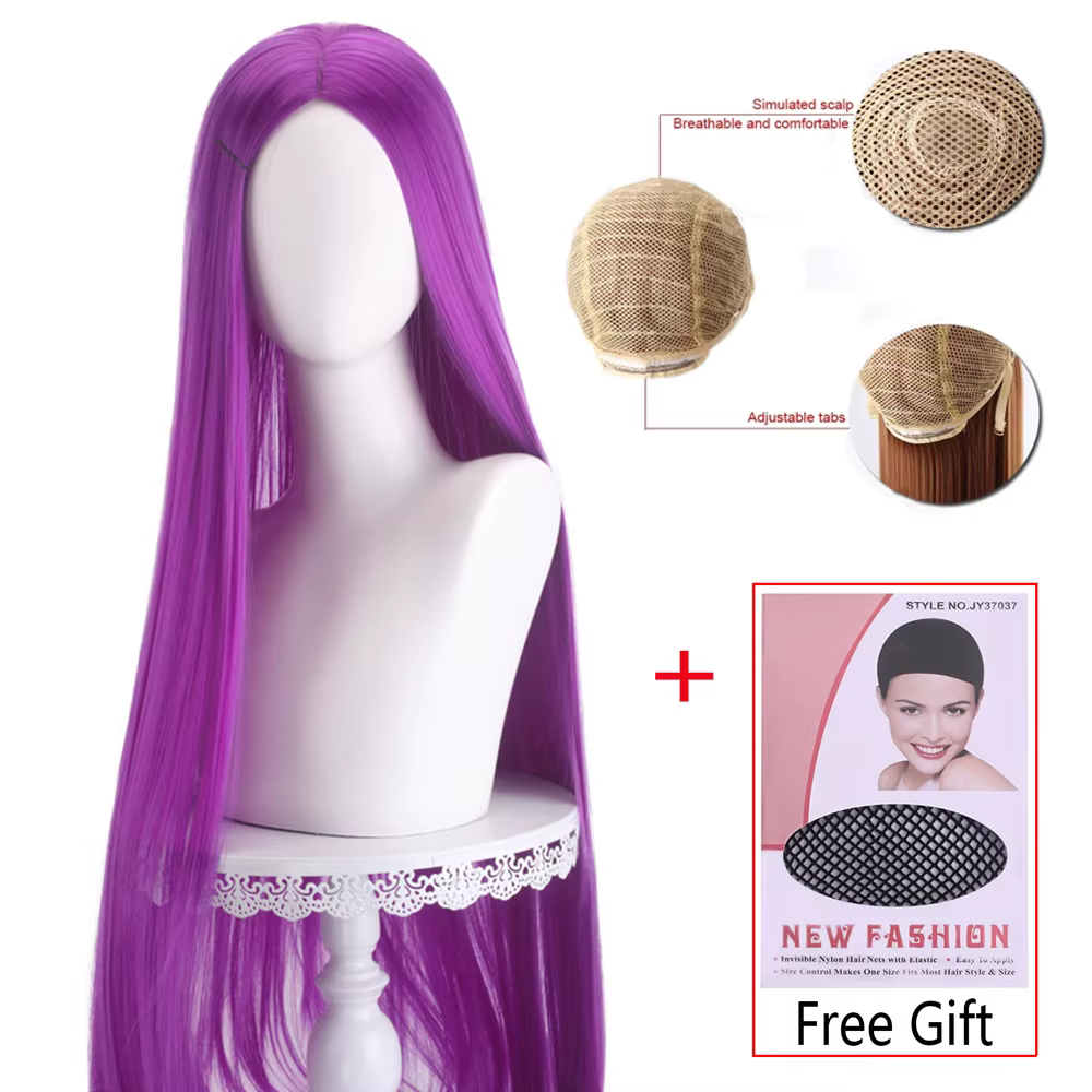 Perruque de Cosplay synthétique longue et lisse, 100cm, séparation centrale, fendue, blonde, rose, r