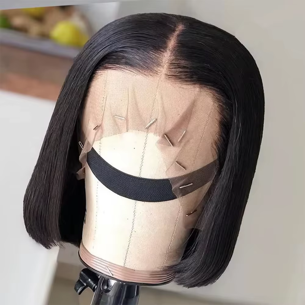 Perruque frontale tressée vietnamienne lisse et droite, pré-épilée, 100 % cheveux humains, sans coll