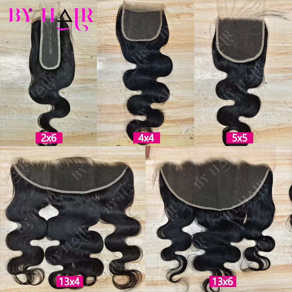 Extensions de cheveux brésiliens Body Wave avec closure 2x6, 4x4, 5x5 et frontales 13x4, 13x6 – 100%