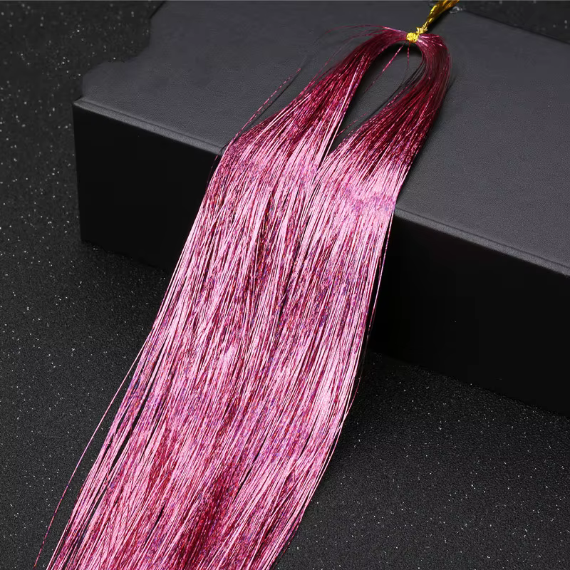 Extensions de cheveux scintillantes holographiques, longueur 100cm, accessoires de fête, bling, blin