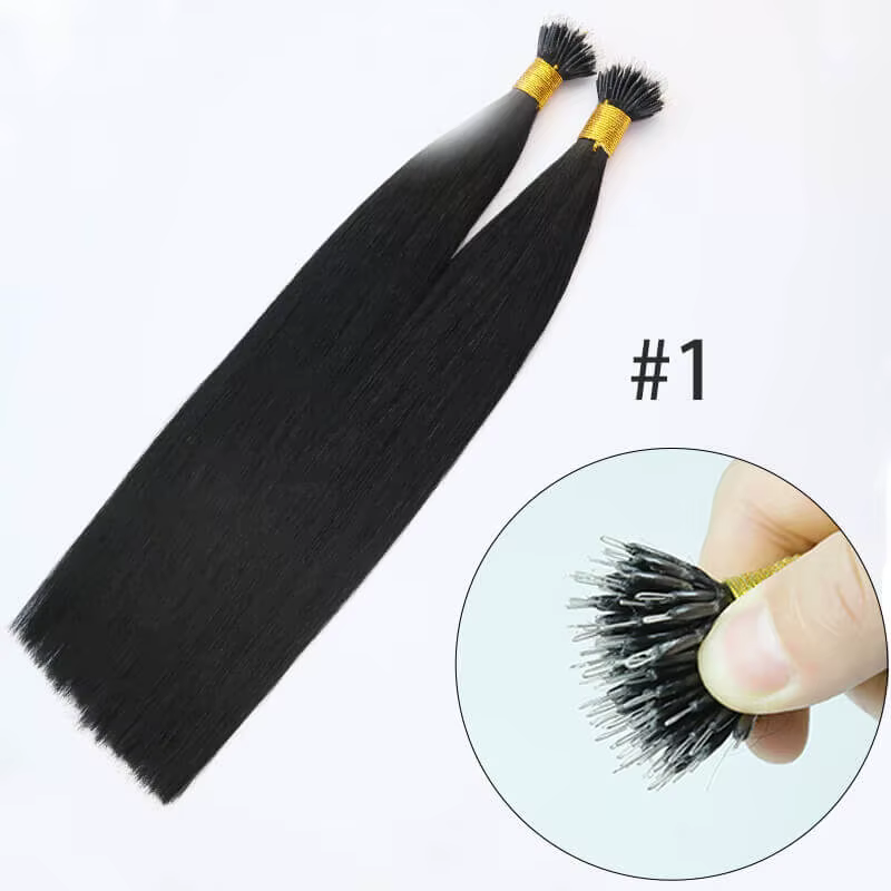 Extensions de cheveux naturels à micro-anneaux Nano lisses, 50 pièces/ensemble, brun clair, 50g 100g