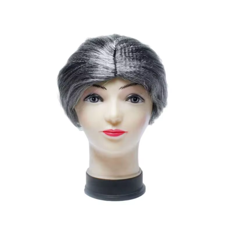 Perruque synthétique grise pour femme âgée, aspect naturel, perruque courte grise pour cosplay de gr