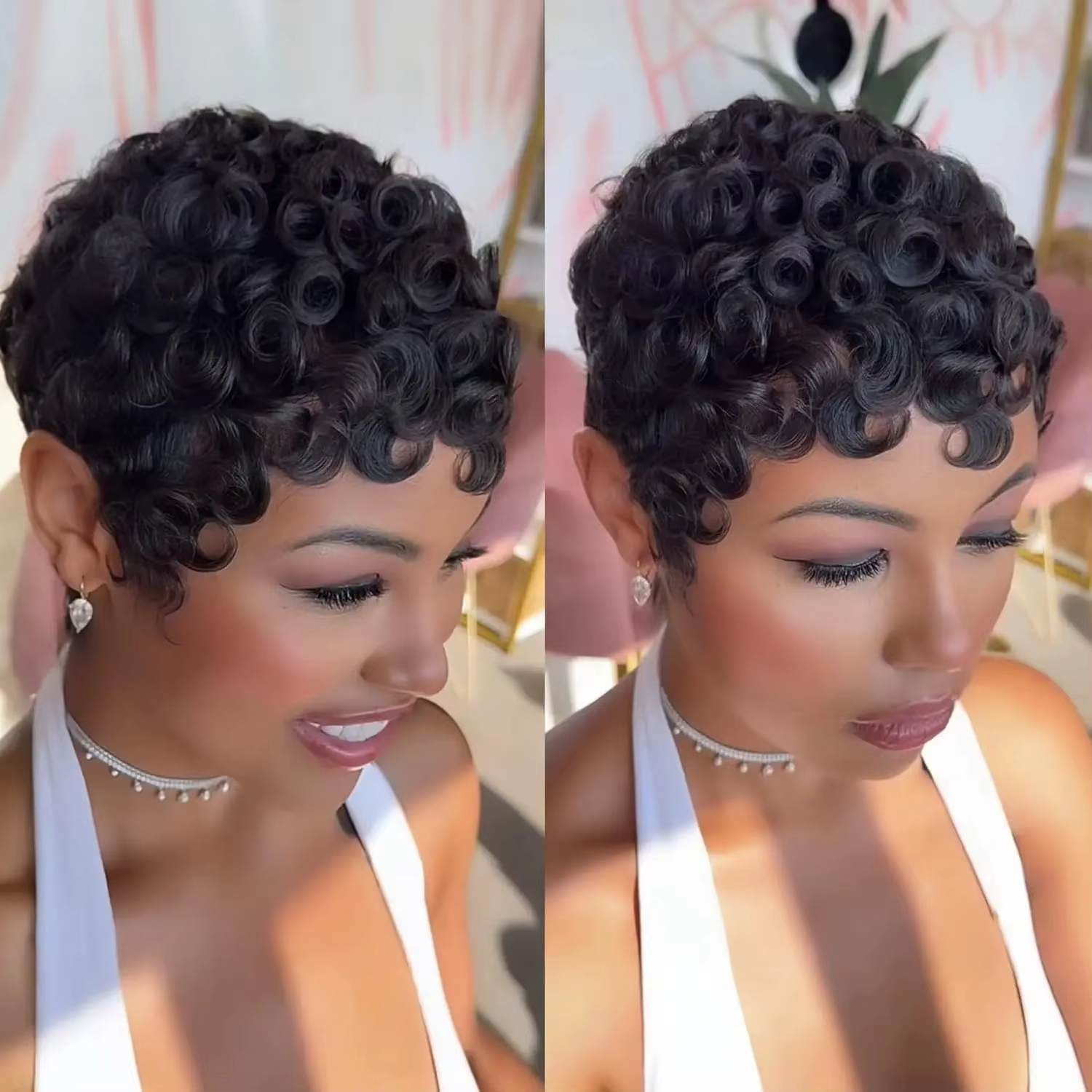 Perruque courte bob pour femme en cheveux humains, coupe pixie, entièrement fabriquée à la machine,