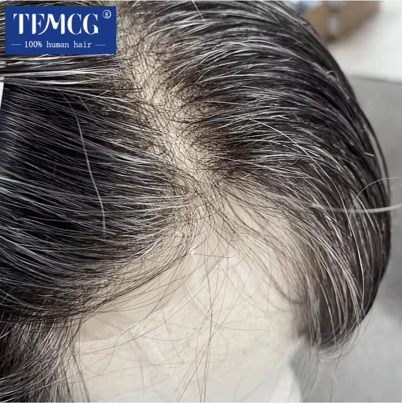 Prothèse capillaire pour hommes, Base de peau fine de 0.03mm, 100% cheveux humains, système de rempl