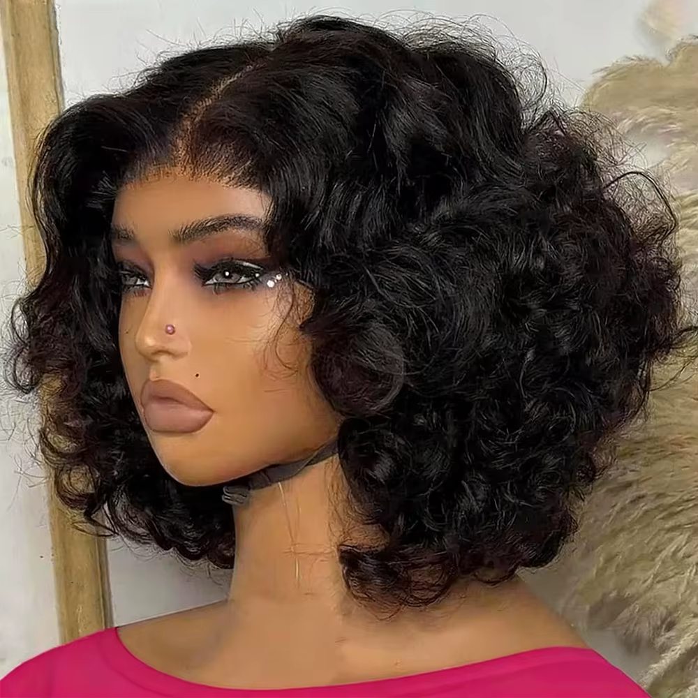 Perruque Bob Lace Frontal Wig Body Wave sans colle, cheveux naturels brésiliens prêts à porter, 13x6