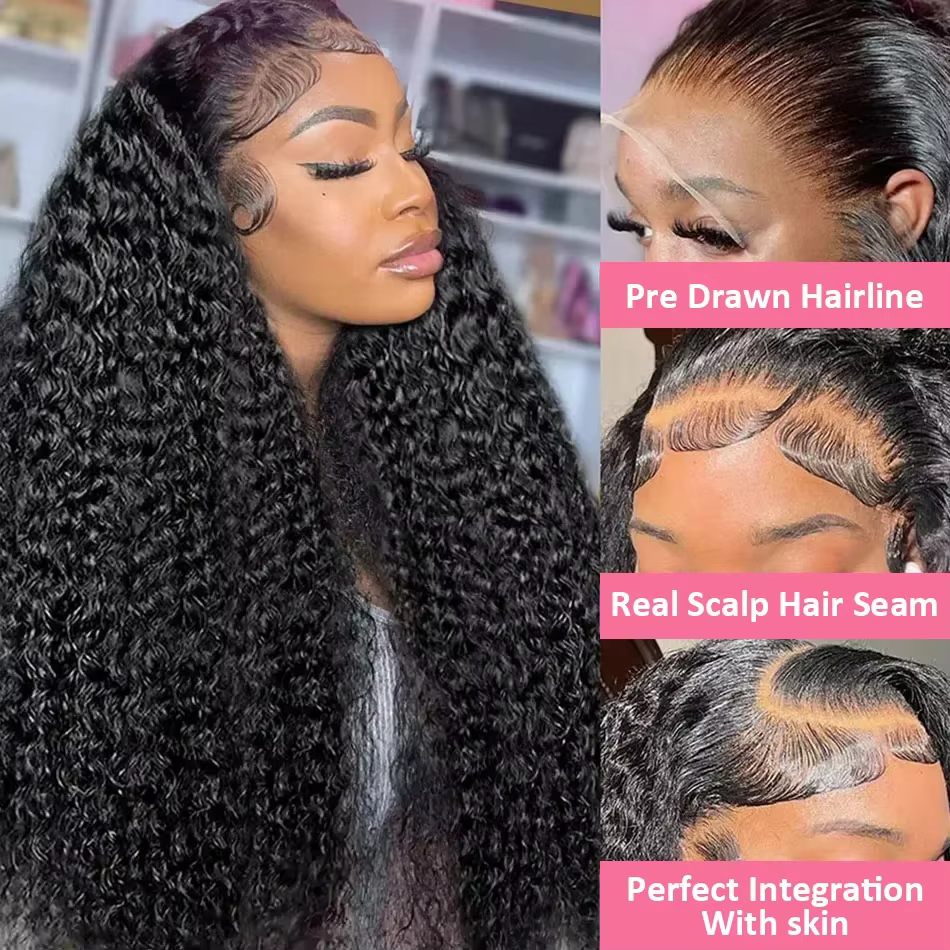 300 densité 13x6 Hd vague profonde frontale perruque 30 34 pouces sans colle perruques 100% cheveux