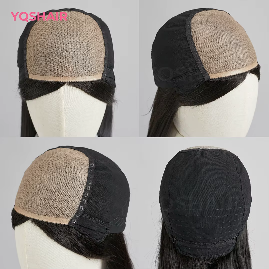 Perruque de cheveux humains européens vierges avec frange à Air, 6x6 pouces, haut en soie avec devan