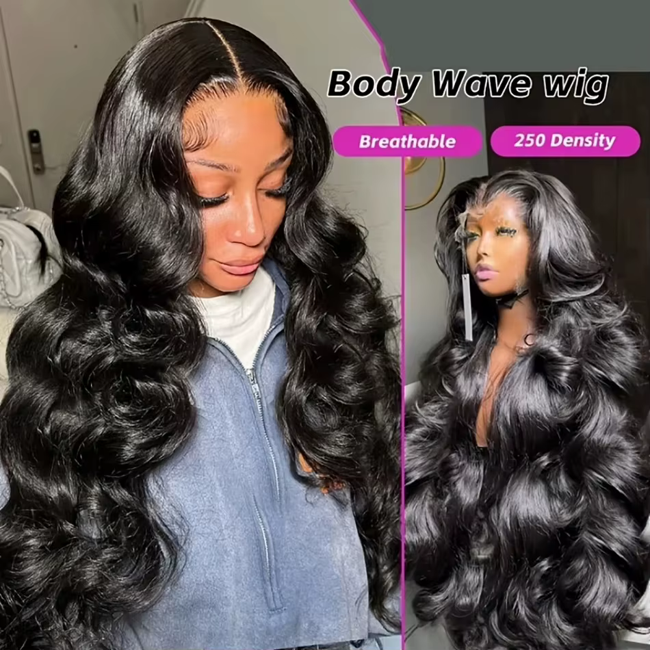 Perruque Lace Frontal Wig Body Wave brésilienne naturelle, cheveux humains, 13x6 HD, 30 40 pouces, 1