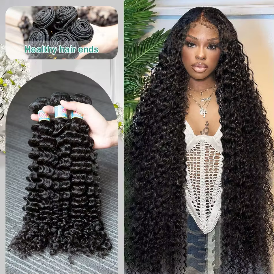 Lots de Cheveux Humains Ondulés Profonds (Loose Deep Wave) de 32, 36, 40 Pouces, Cheveux Brésiliens