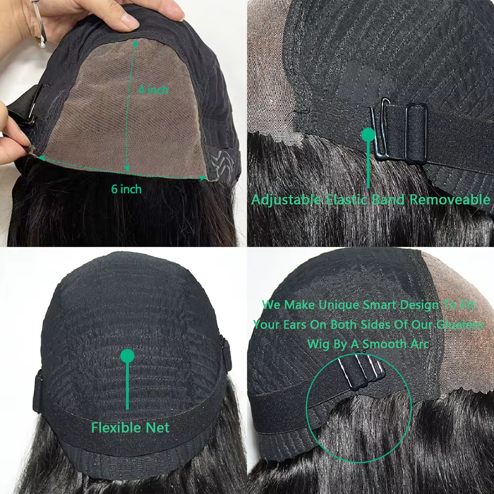 Perruque Brésilienne Ondulée Sans Colle, Cheveux Naturels, Prêt à vitation, 6 Tages, 30 Pouces, Préd