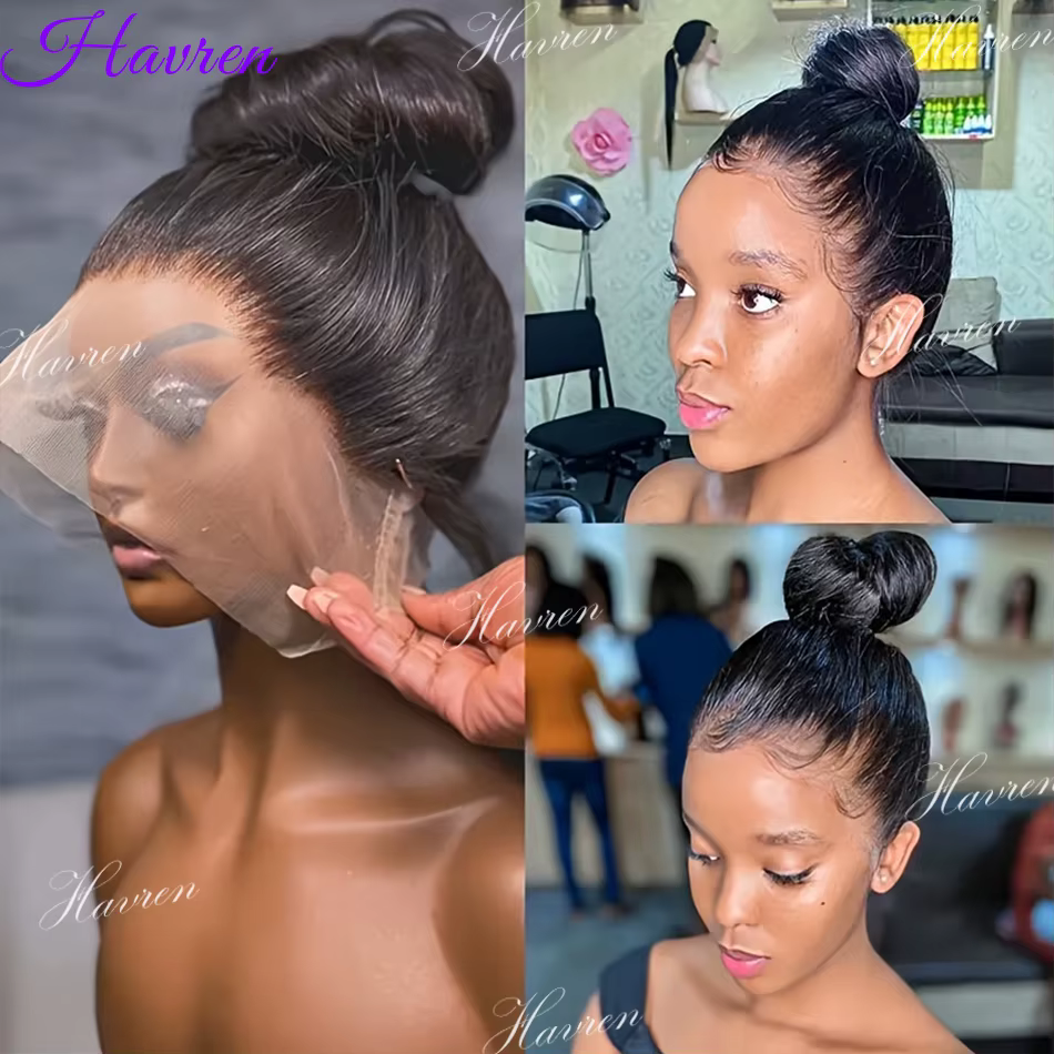 Perruque frontale sans colle en dentelle complète HD 360, cheveux humains, densité 200, 30 pouces, a