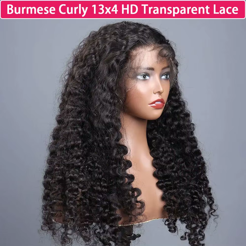 Perruque Cheveux Bouclés Birmanes 13x4 HD Lace Front, Perruque en Cheveux Humains Véritables 5x5 Lac